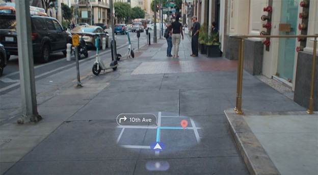 Figure 3 - Real-time pedestrian navigation on an Android XR-enabled headset (Starhub Asia, 2024).