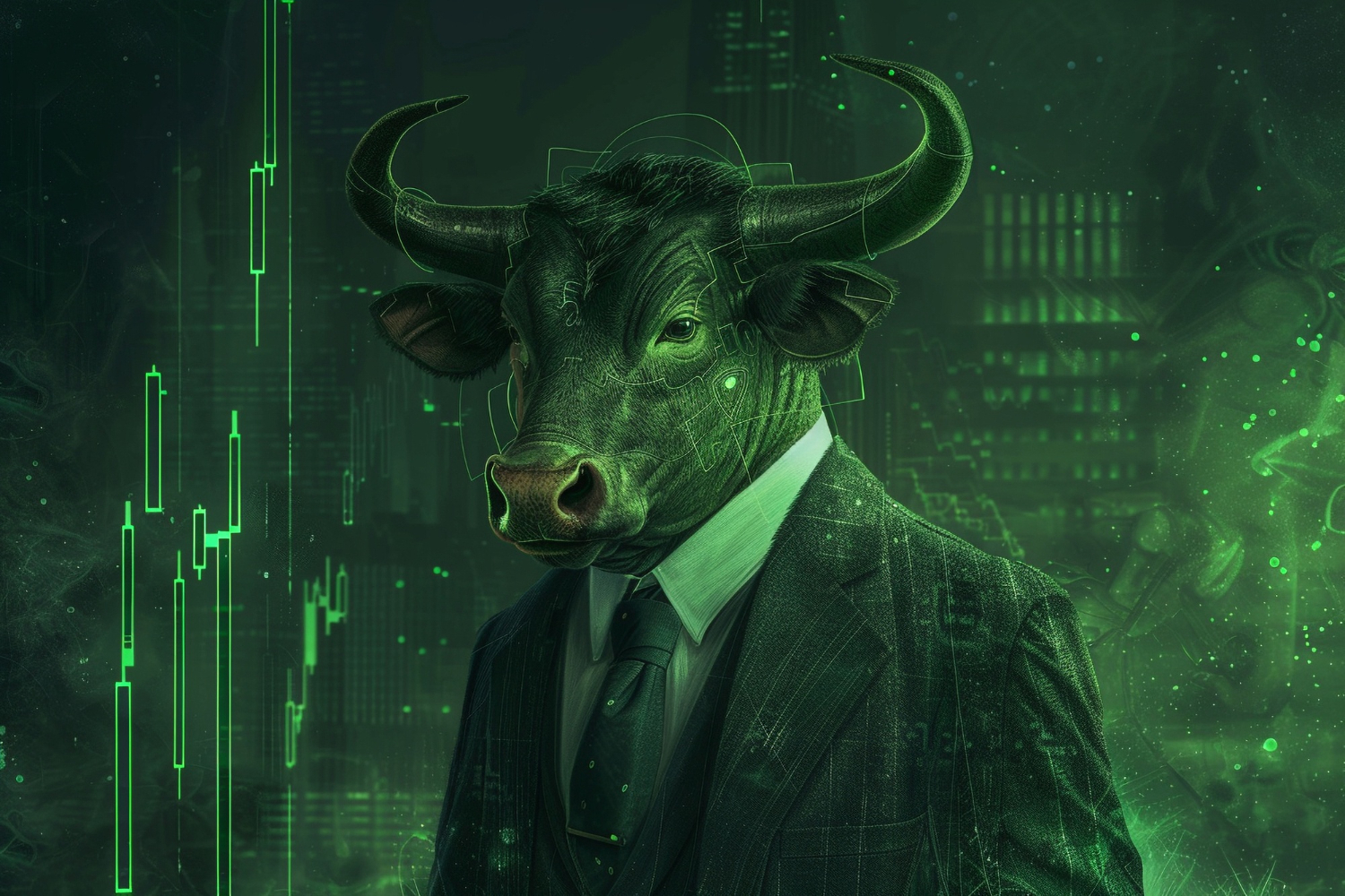 3d rendering of financial neon bull (Source: Freepik)